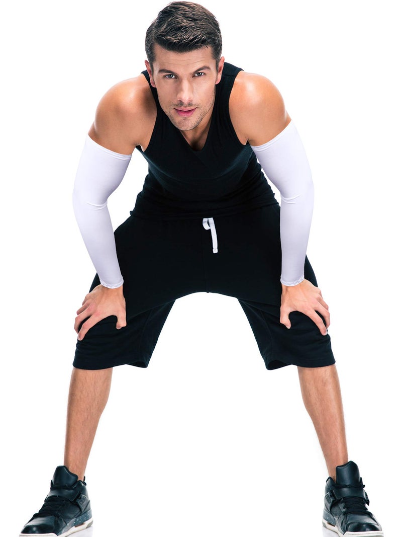 Bememo 9 Pairs Unisex UV Protection Cooling Sun Sleeves - Long Arm Ice Silk Cover (Black, White, Royal Blue) - Image 4